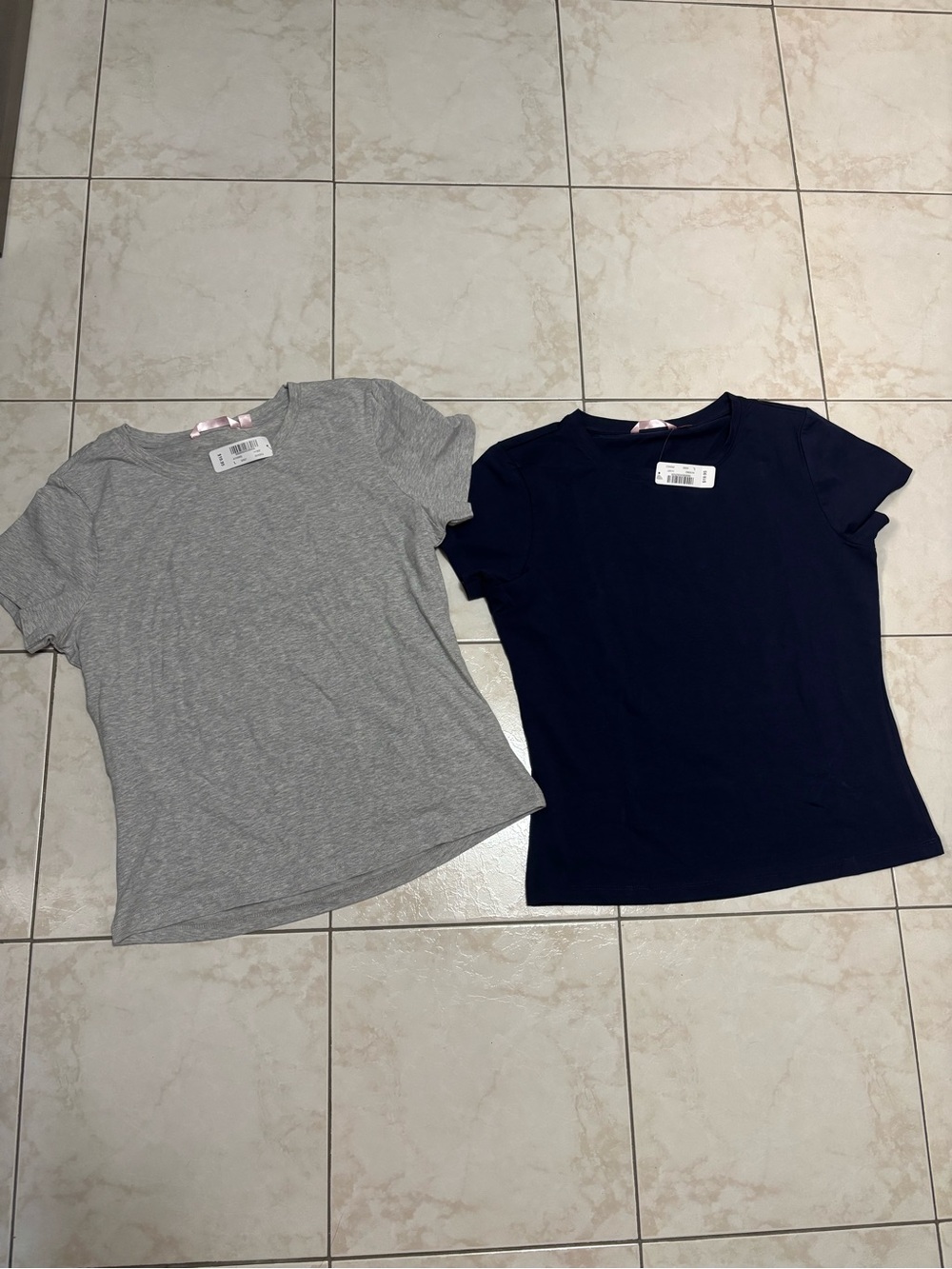 NWT La Vie En Rose Short Sleeve Tee Duo — Gray & Nav Blue Size Large